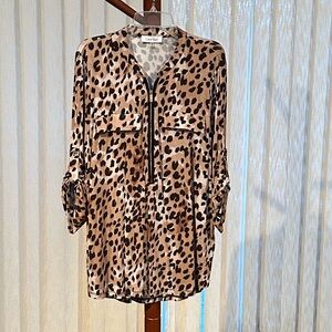 Calvin Klein Long Sleeve Leopard Print Top